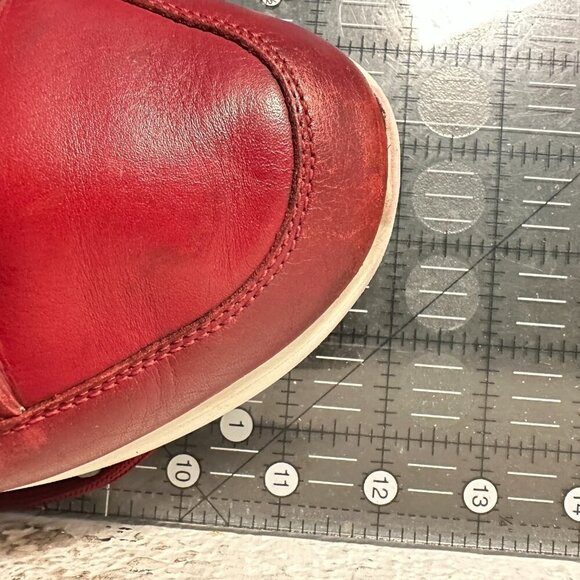 Salvatore Ferragamo Men Size 9EE Red Burgundy Black Leather Low Top Lace Up Shoe - Picture 11 of 11